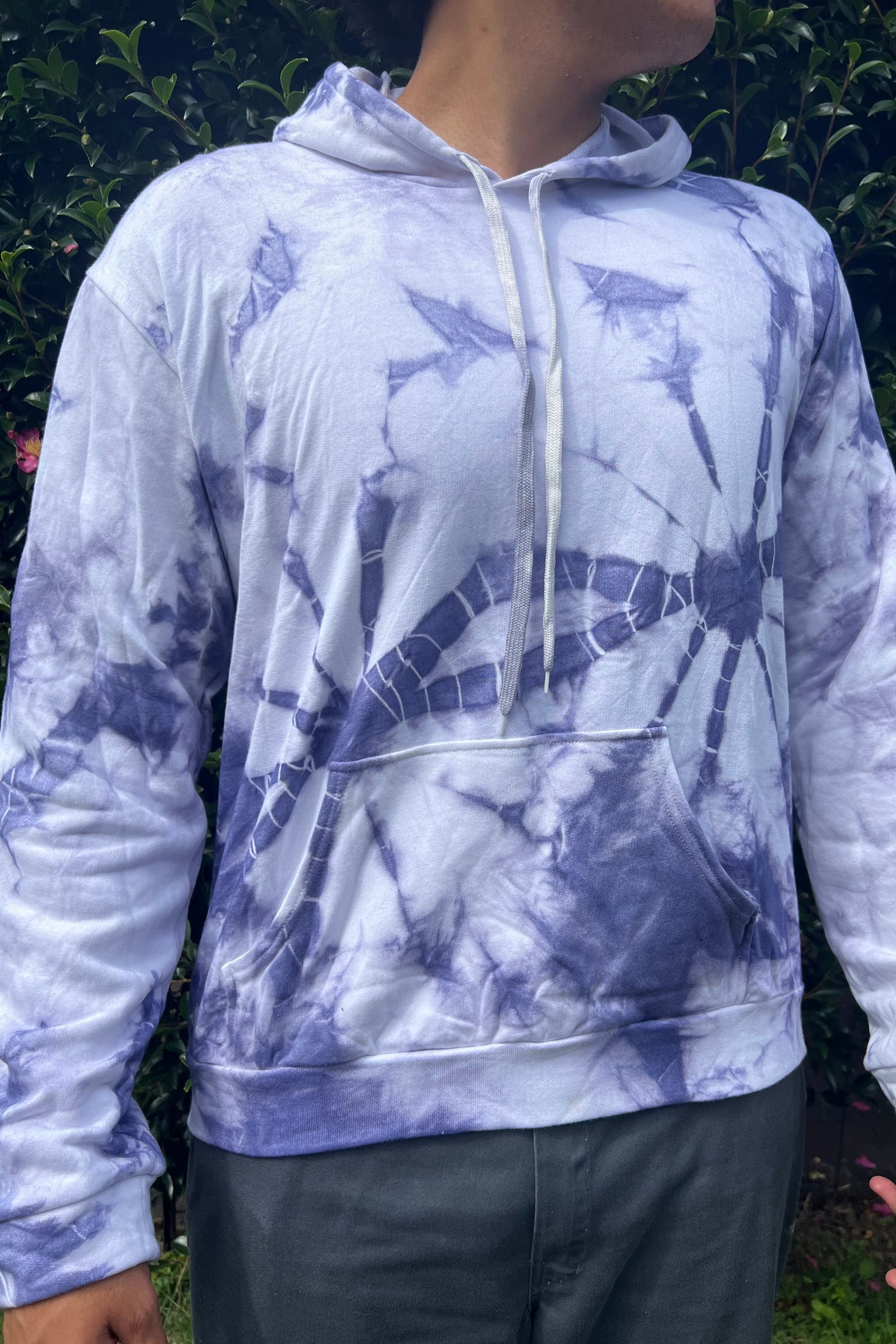 Tie Dye Hoodie - White/ Navy