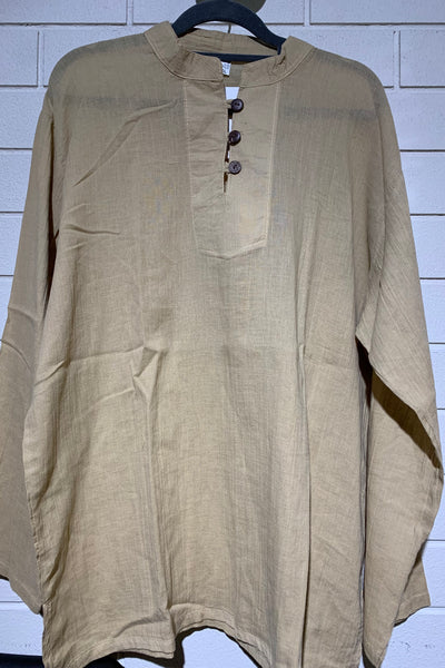 100%  Cotton Shirts - Chinese Collar - Long Sleeve